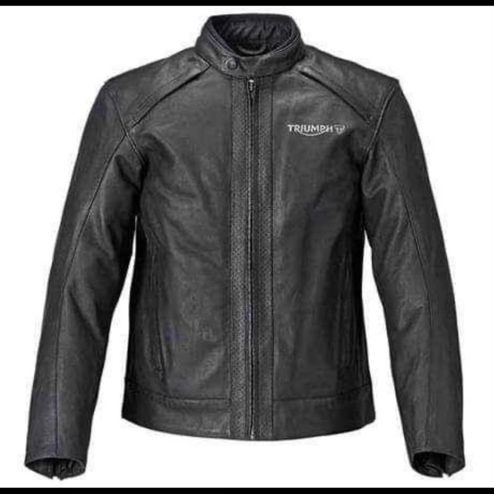 The Triumph Mono jakcet features black leather